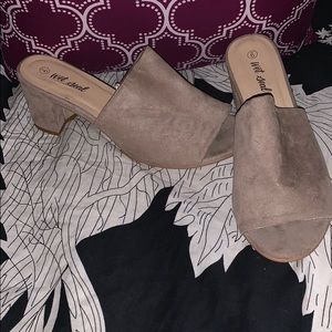 Nude faux suede sandals